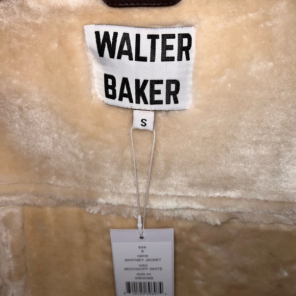 Walter Baker Dark Brown Leather Jacket with Cream Shearling - Picture 2 of 15